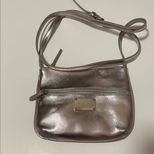 Nine West Shimmering Silver Crossbody Bag with Adjustable strap